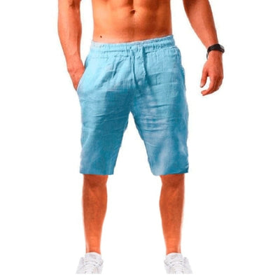 Men's Cotton Linen Shorts Pants Male Summer Breathable Solid Color Linen