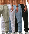 Men's Cotton Linen Pants Male Breathable Solid Color Linen