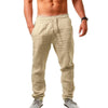 Men's Cotton Linen Pants Male Breathable Solid Color Linen