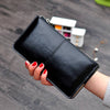 Women  Vintage Oil Wax Leather Zipper Clutch Wallet Female Large Capacity Coin Purse Ladies Wristband Simple Card Holder Wallet