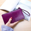 Women  Vintage Oil Wax Leather Zipper Clutch Wallet Female Large Capacity Coin Purse Ladies Wristband Simple Card Holder Wallet