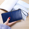 Women  Vintage Oil Wax Leather Zipper Clutch Wallet Female Large Capacity Coin Purse Ladies Wristband Simple Card Holder Wallet