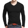 Lycra Cotton Men's T-Shirts Long Sleeve V Neck T Shirt  Men Cotton T-Shirt Solid Color Slim T Shirt  Man