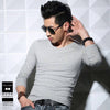 Lycra Cotton Men's T-Shirts Long Sleeve V Neck T Shirt  Men Cotton T-Shirt Solid Color Slim T Shirt  Man