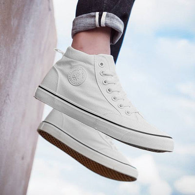 High Quality  Canvas Shoes Korean White Sneakers Lace Up Breathable High Top Unisex Shoes Casual Sneakers Men Flat Trend Shoes