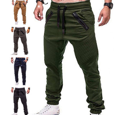 Sweatpants Streetwear Trousers Men's Pants Stripes Drawstring Zipper Pockets Cargo Pants Men's Overalls