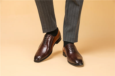 Men Goodyear Welted Shoes Mens Designer Brand Platform Brogues Dress Genuine Leather Brown Laces Wedding Shoes Phenkang