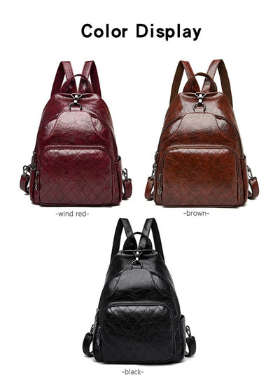 Lanyibaige 2022 New Women Back Pack Soft Leather Backpack for Teenage Girls Casual Female Large Sac Travel Ladies Bagpack