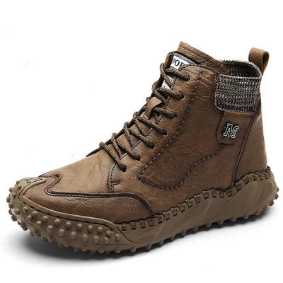 Classic Men Boots Leather Shoes Plush Men Snow Boots Fashion Soft Brand Breathable Outdoor Work Boots Men Boots