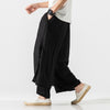 Men Cotton Linen Pants Men's Breathable Solid Color Wide Leg Pants Male Street Trousers M-5XL