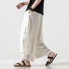 Men Cotton Linen Pants Men's Breathable Solid Color Wide Leg Pants Male Street Trousers M-5XL