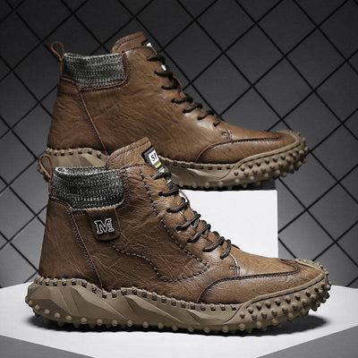 Classic Men Boots Leather Shoes Plush Men Snow Boots Fashion Soft Brand Breathable Outdoor Work Boots Men Boots