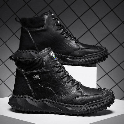 Classic Men Boots Leather Shoes Plush Men Snow Boots Fashion Soft Brand Breathable Outdoor Work Boots Men Boots