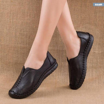 Loafers Woman Genuine Leather Flat Shoes Breathable Soft Bottom Casual Shoes Women Big Size handmade Flat Shoes