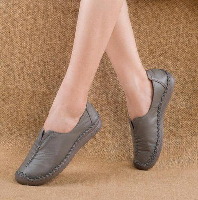 Loafers Woman Genuine Leather Flat Shoes Breathable Soft Bottom Casual Shoes Women Big Size handmade Flat Shoes